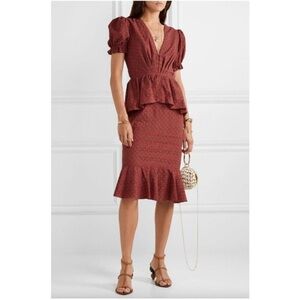 NWT Johanna Ortiz Dandyism Spice Broderie
Anglaise Cotton Peplum Dress Sz 6